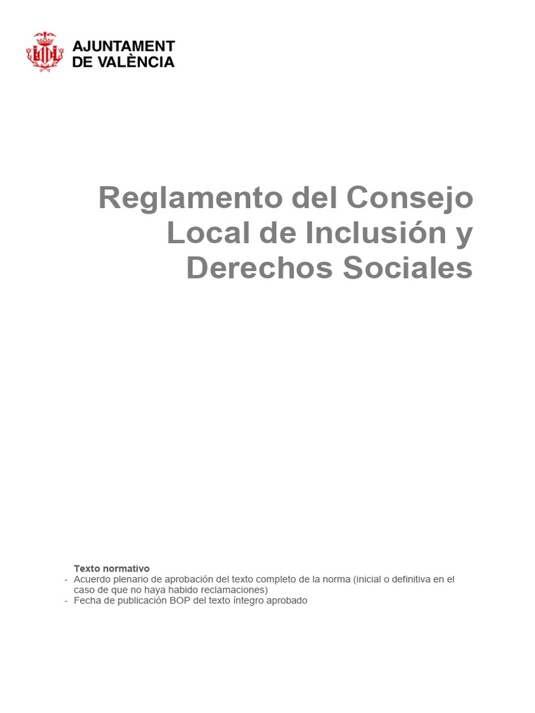 Reglamento del Consejo de Inclusión Social | PDF | Trabajo Social ...