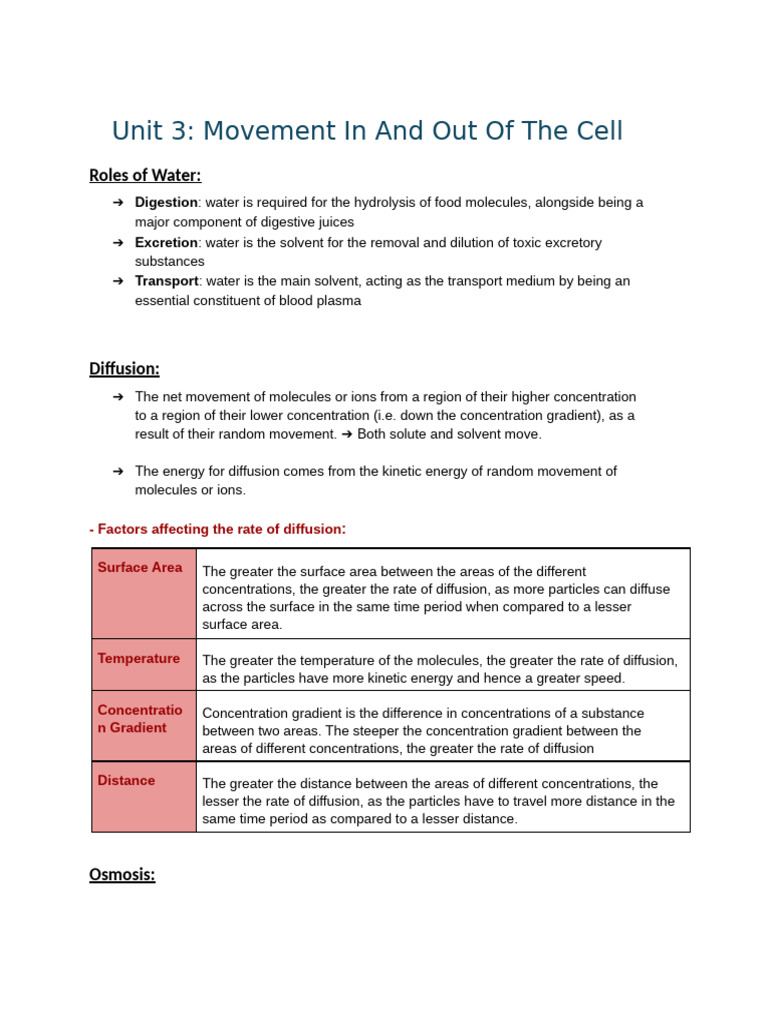 Movement Into and Out of The Cells. | PDF | Osmosis | Diffusion