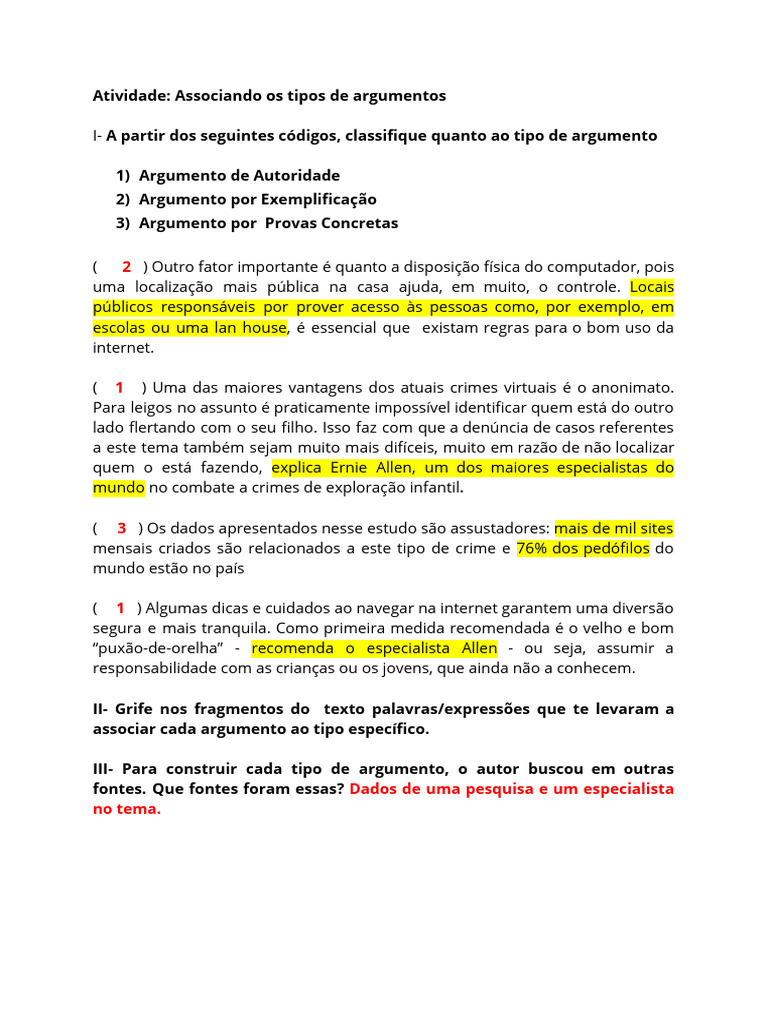 Tipos de Argumentos e Exemplos | PDF