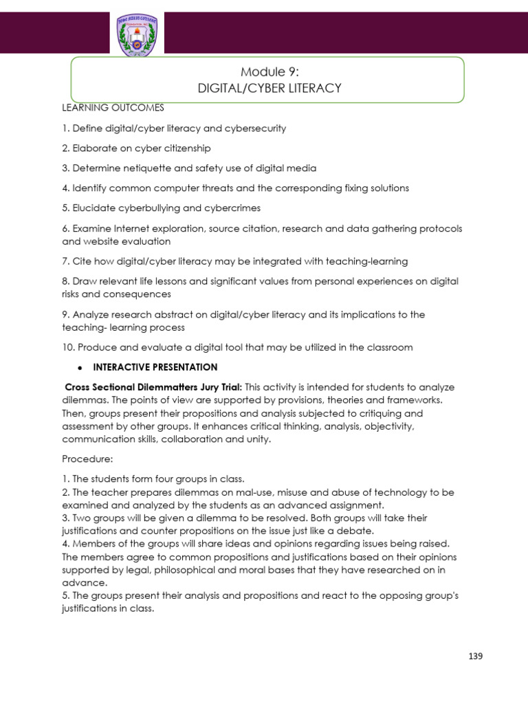 Digital Literacy and Cyber Citizenship Guide | PDF | Cybercrime ...