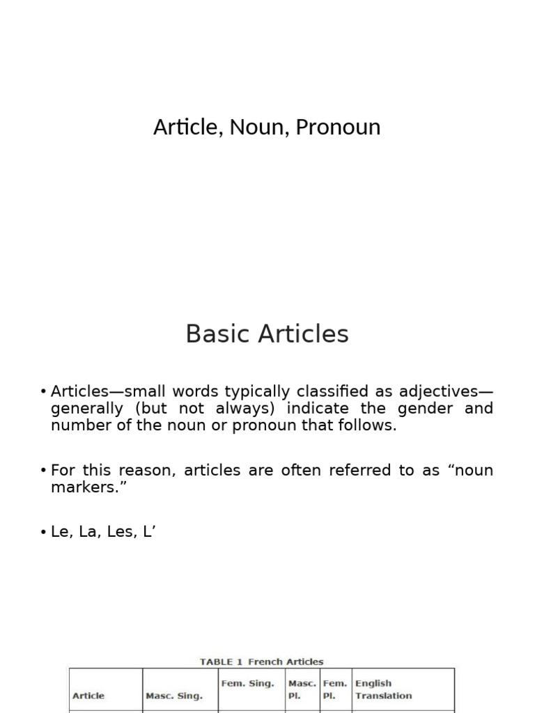 French Articles and Nouns Guide | PDF | Grammatical Gender | Verb