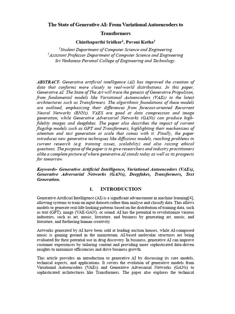 The State of Generative AI: From Variational Autoencoders to ...
