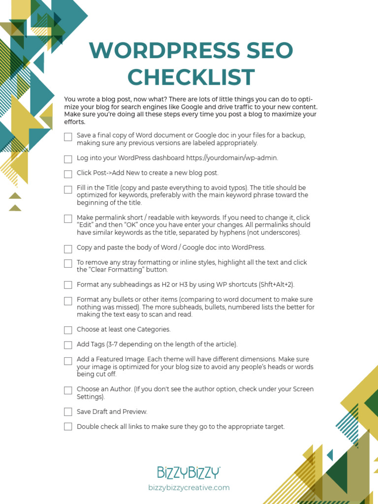 Wordpress SEO Checklist | PDF | Search Engine Optimization | Word Press