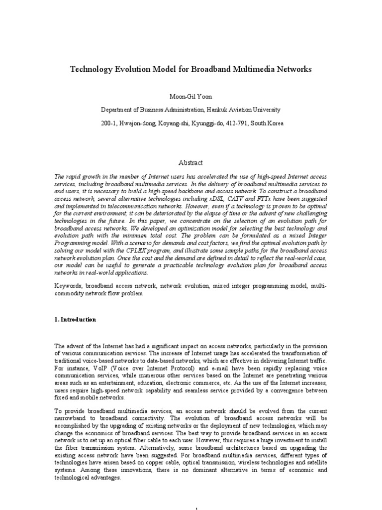 Technology Evolution Model For Broadband Multimedia Networks | PDF ...
