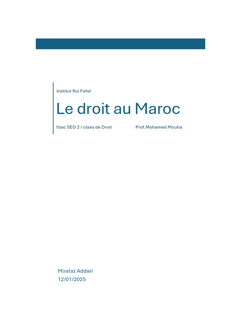 Droit au Maroc : branches et organisation | PDF | Loi criminelle | Traité
