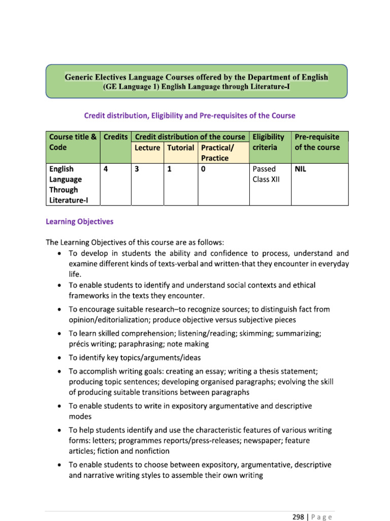 English Language Through Literature Syllabus | PDF | Essays | Human ...