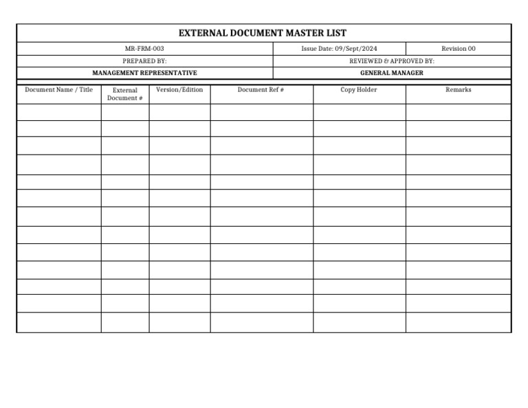 FRM-003 External Docs Forms | PDF