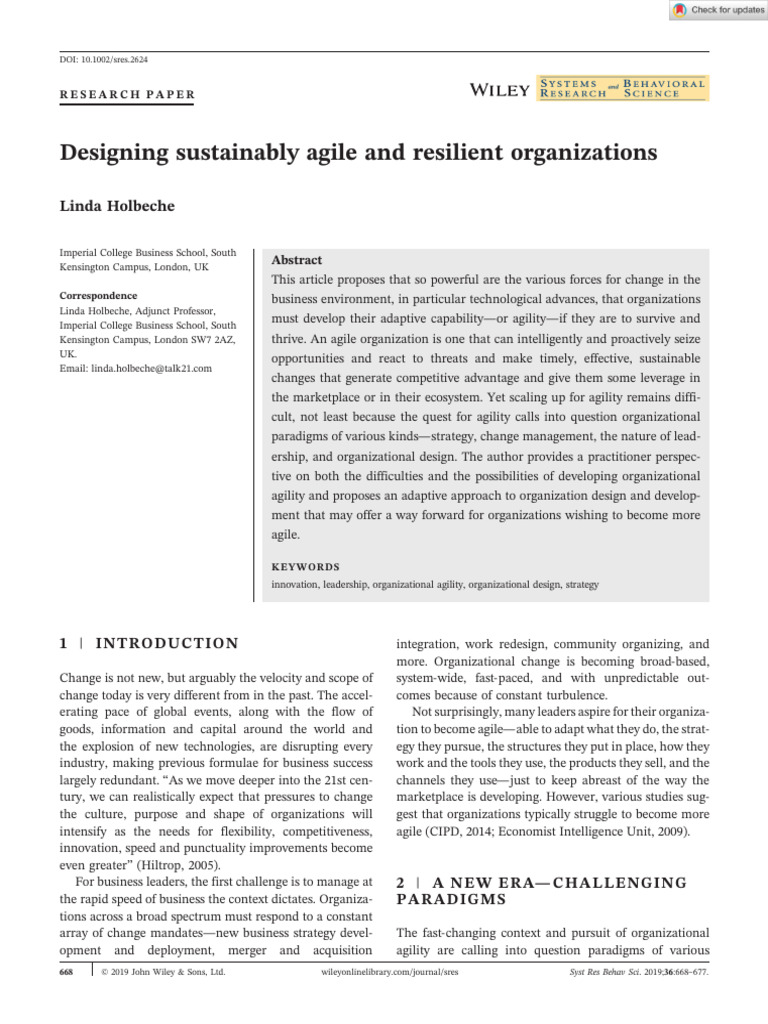 Agile and Resilient Organization Design | PDF | Agile Software ...