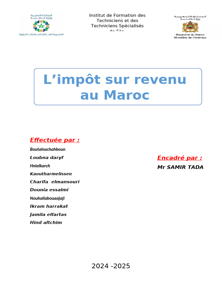Impôt sur le revenu au Maroc : Guide 2024 | PDF | Impôts | Impôt sur le ...