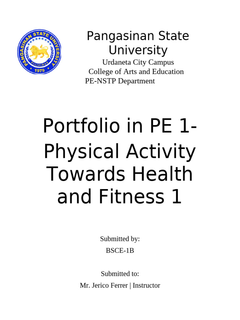 Portfolio in PE 1-Physical Activity Towards Health and Fitness 1 | PDF