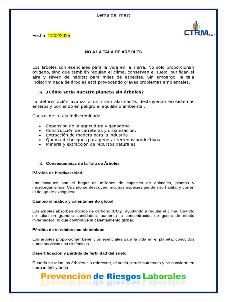 No a la Tala de Árboles: Protejamos Bosques | PDF | Deforestación ...