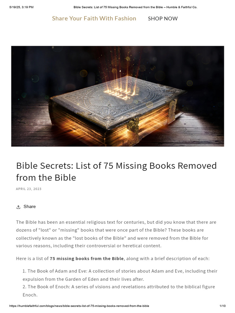 75 Lost Books of the Bible Revealed | PDF | Bible | Shadrach, Meshach ...