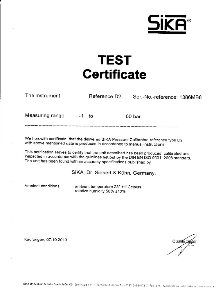 Sika Services AG Certificate MEDD00001VA
