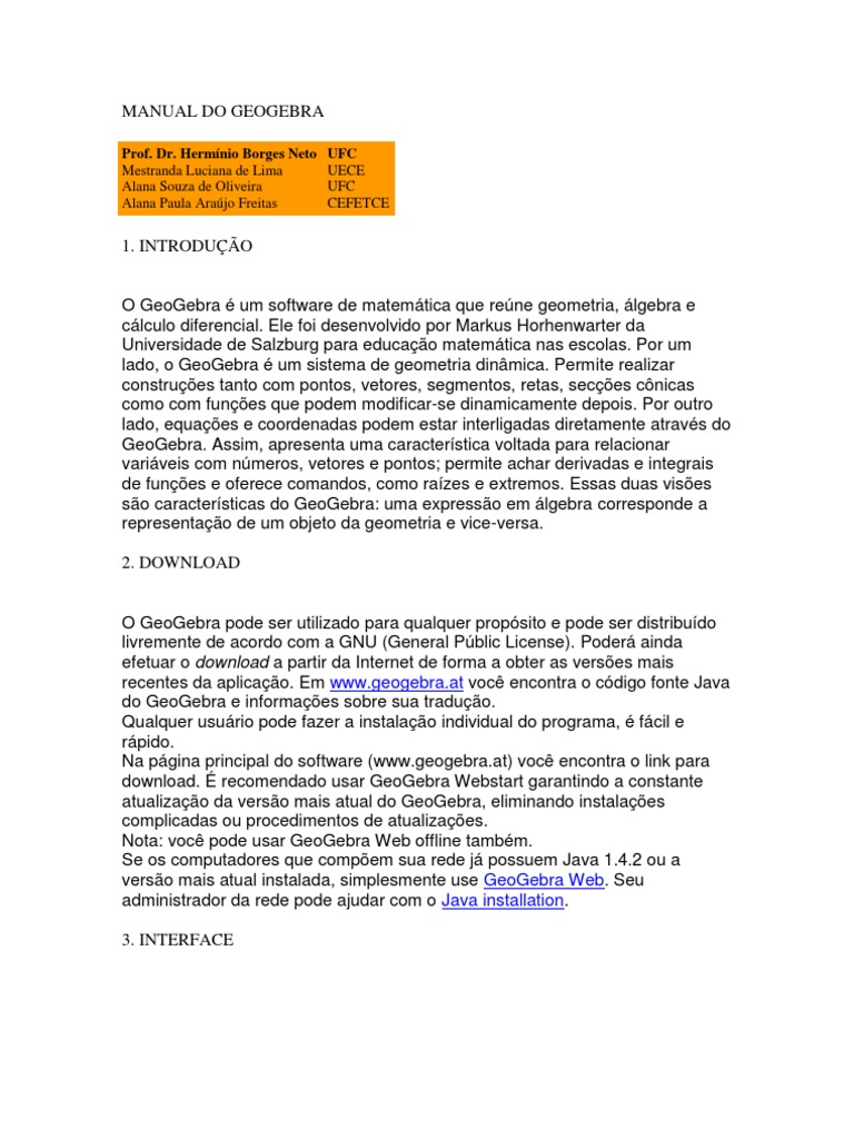 Manual do GeoGebra Classic | PDF | Triângulo | Vetor euclidiano