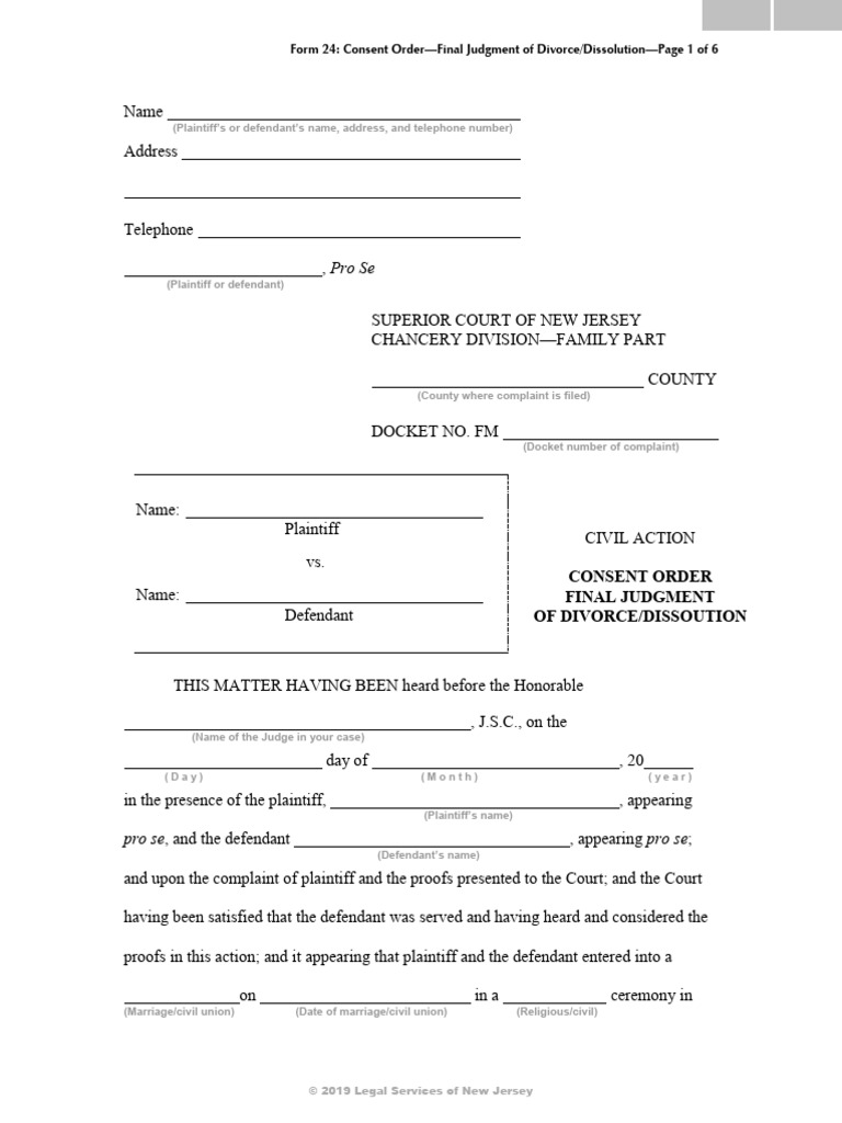 Final Judgment of Divorce Consent Order | PDF | Contact (Law) | Child ...