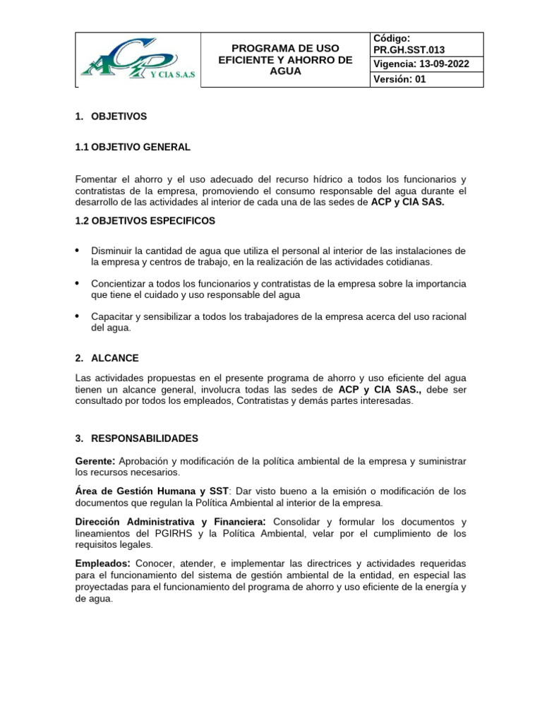 Programa de Ahorro y Uso Eficiente de Agua | PDF | Agua | Agua potable
