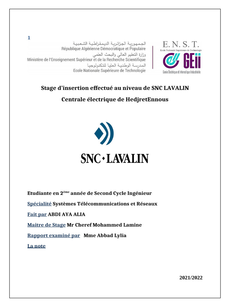 Stage à SNC Lavalin : Réseaux et IT | PDF | Machine virtuelle ...