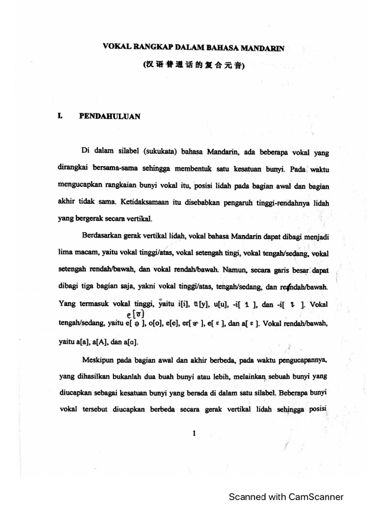 Vokal Rangkap Dalam Bahasa Mandarin | PDF