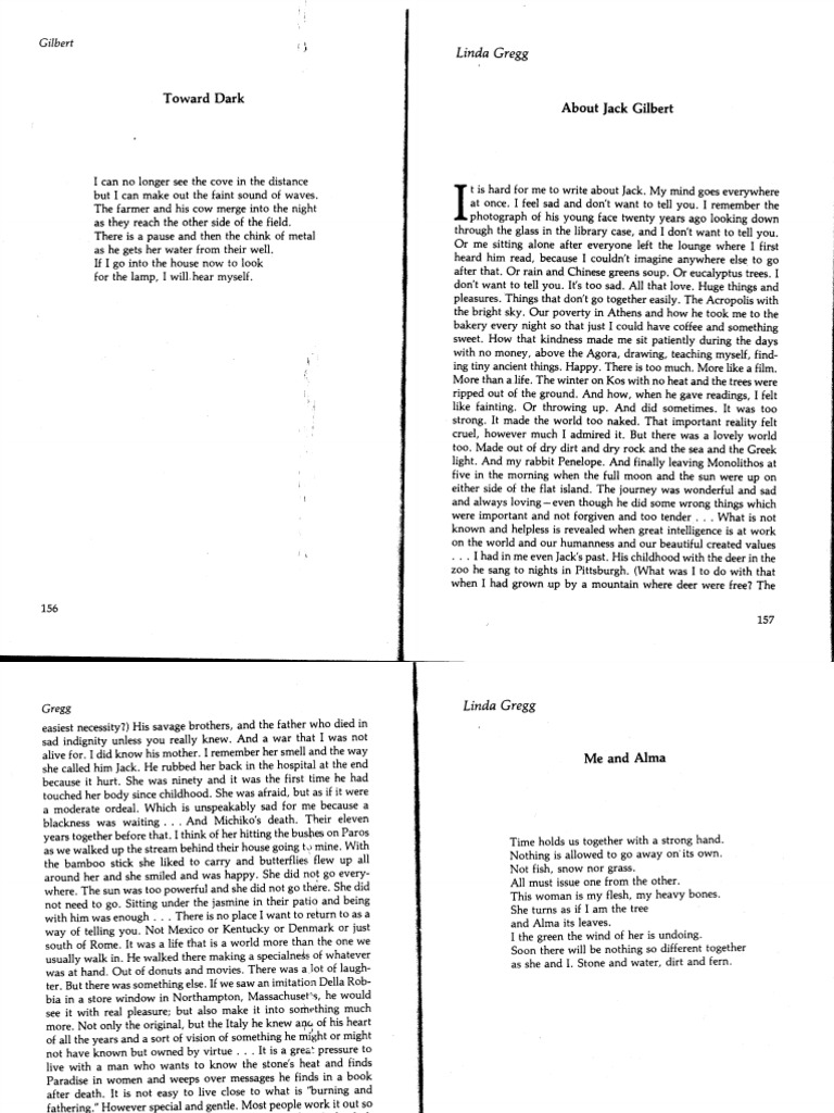 Jack Gilbert Essay | PDF