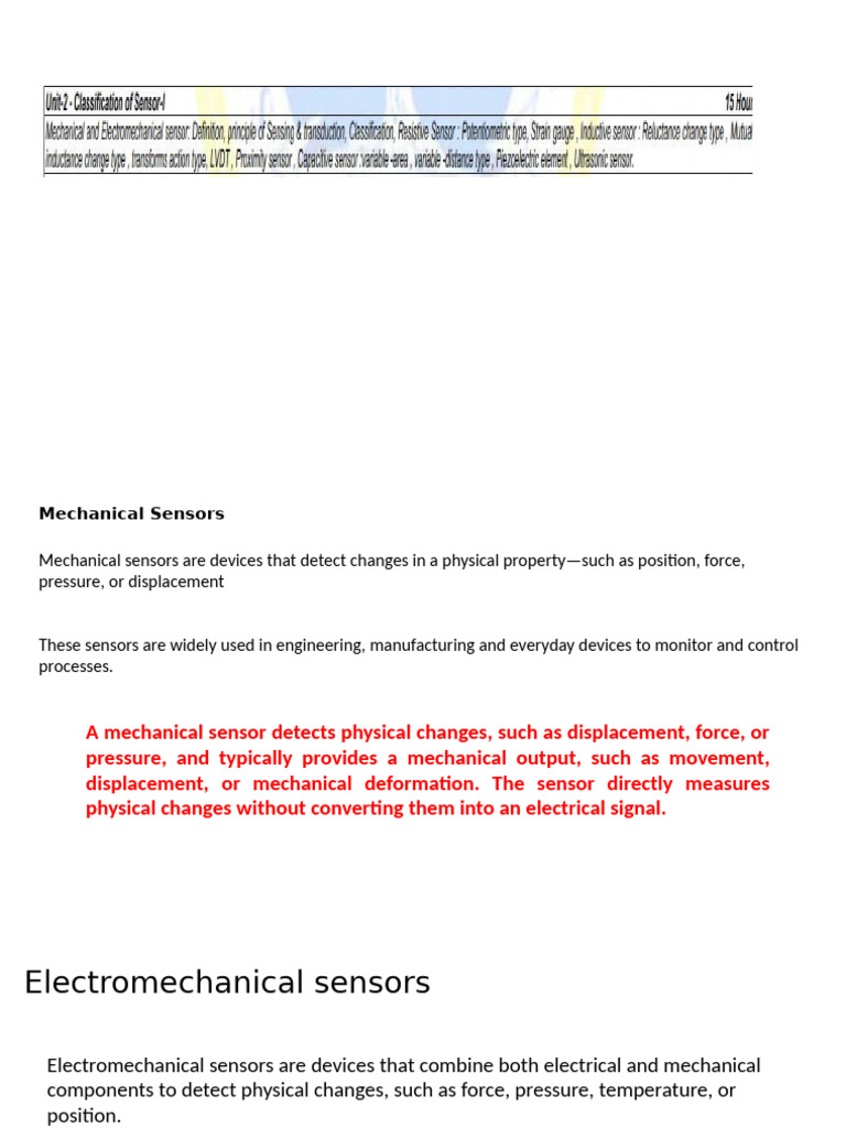 Overview of Mechanical Sensors and Types | PDF | Inductor | Inductance
