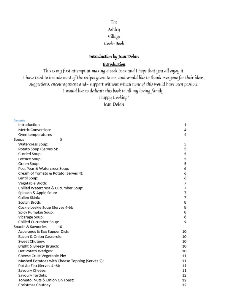Ashley Village Cookbook: Recipes & Tips | PDF | Chutney | Soup