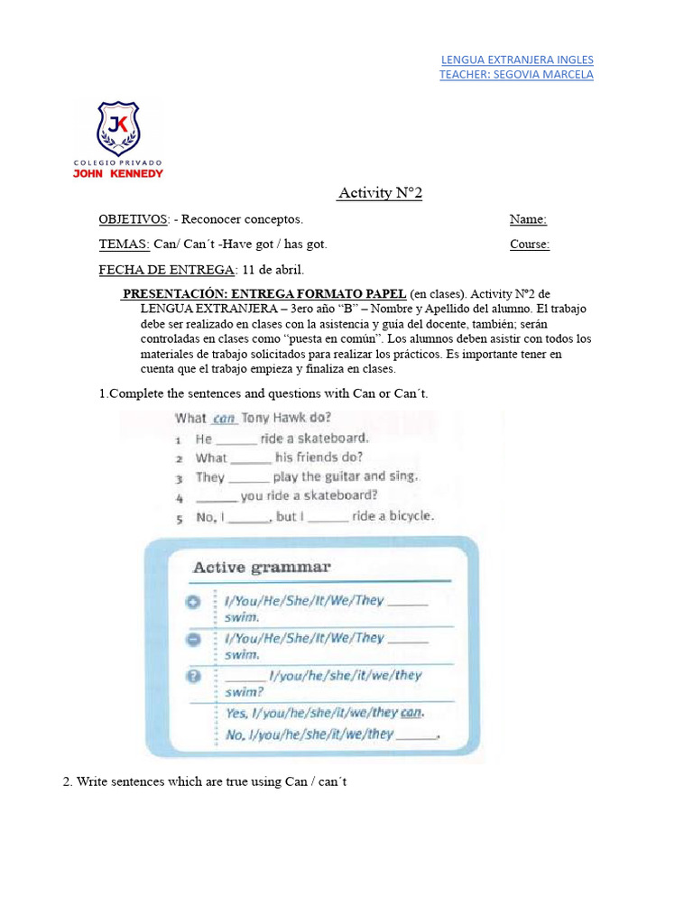 Activity N!°2 3 Year | PDF