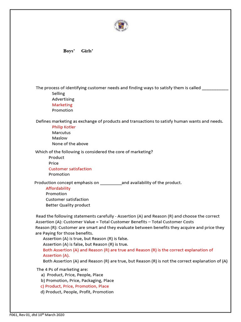 Marketing Concepts And Strategies Worksheet Pdf Marketing Business