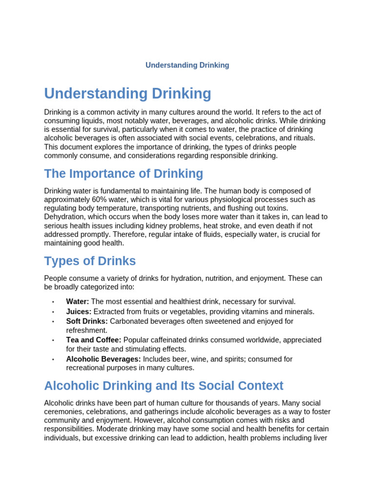 Short Document About Drinking | PDF | Drink | Alcoholic Beverages