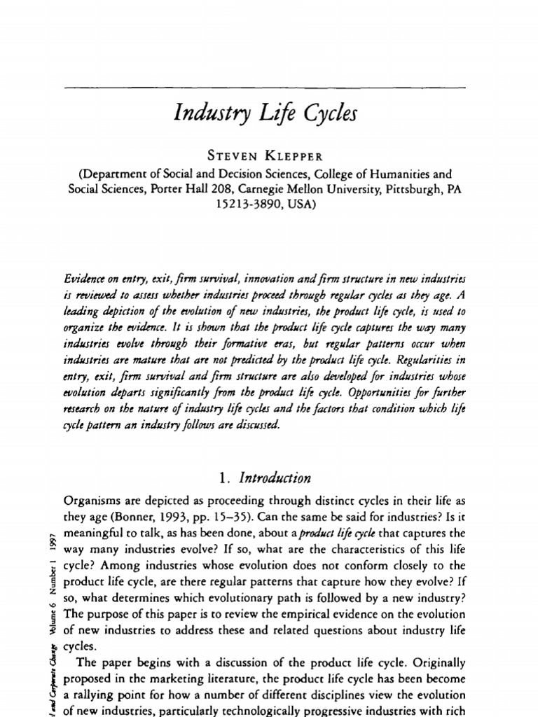 Industry Life Cycle Pdf Innovation Research And Development