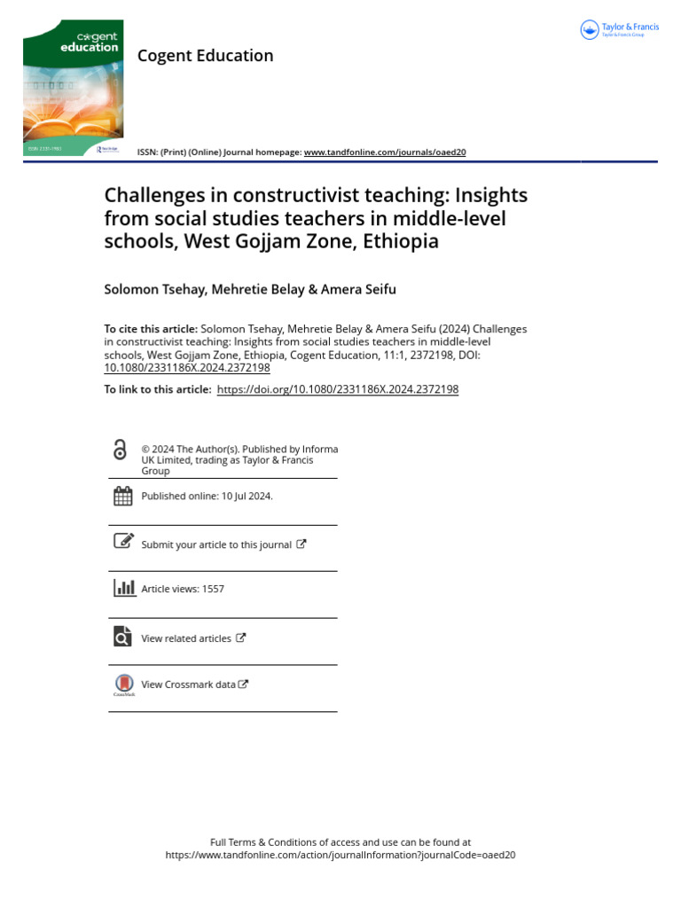 Challenges in Constructivist Teaching Insights From Social Studies ...