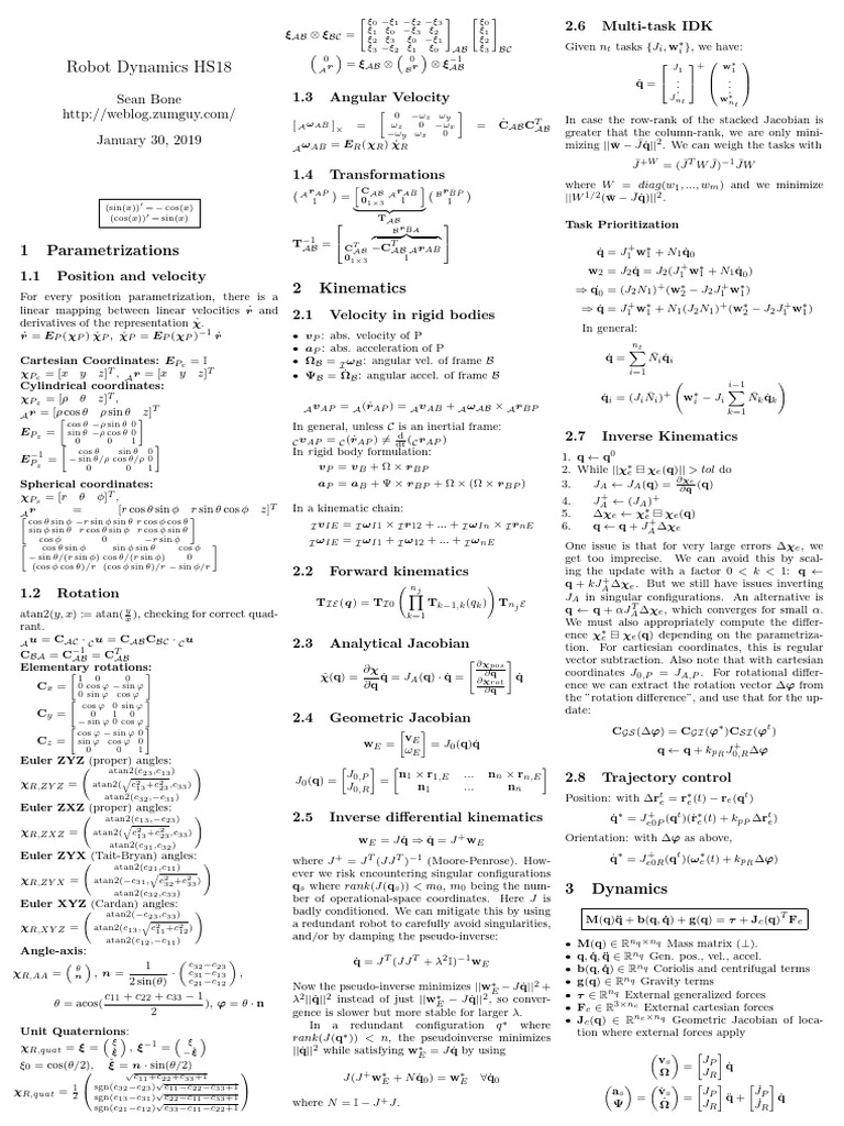 Robot Dynamics and Kinematics Overview | PDF | Kinematics | Spacetime