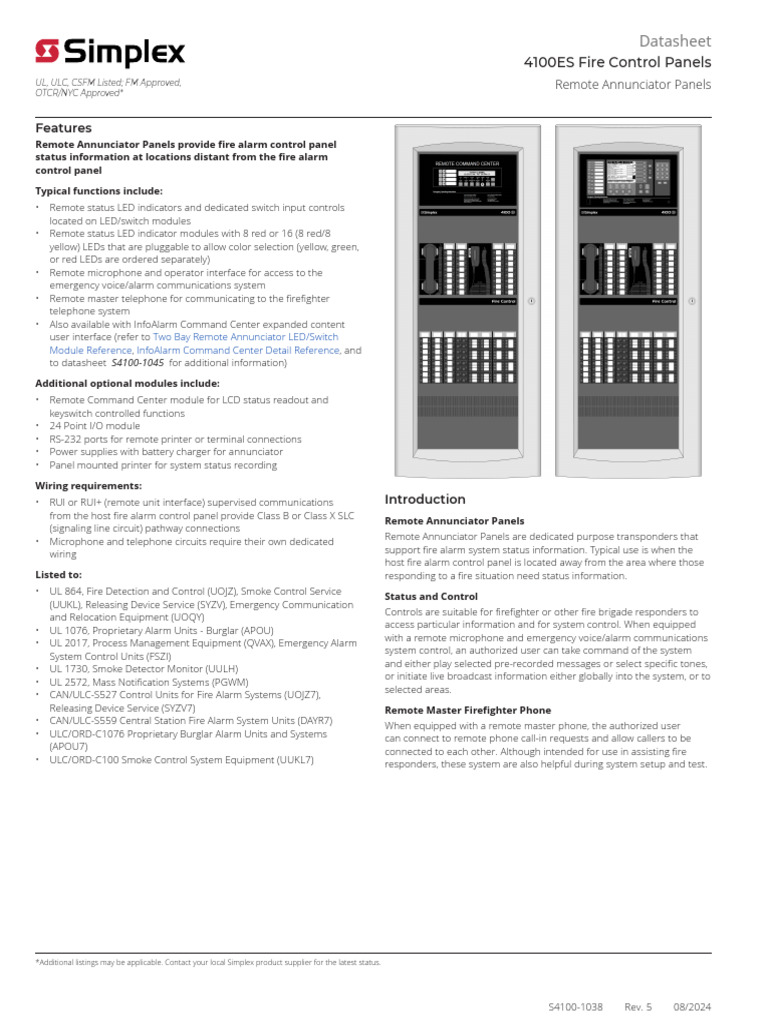 Remote Annunciator Panels Overview | PDF | Power Supply | Alternating ...