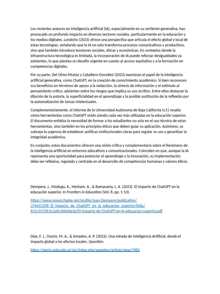 Impacto de la IA en Educación y Medios | PDF | Inteligencia artificial ...