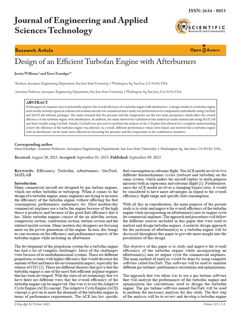 Design of An Efficient Turbofan Engine With Afterb | PDF | Engines ...