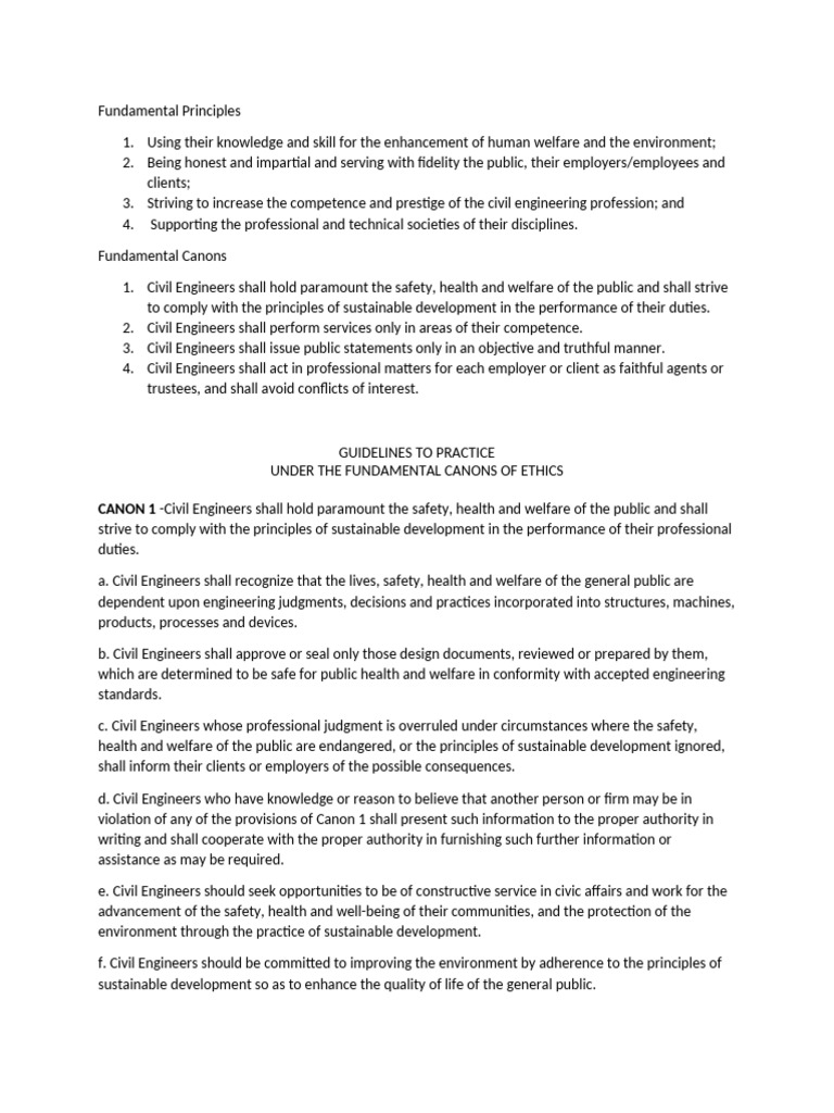 Civil Engineering Ethics and Guidelines | PDF | Conflict Of Interest ...