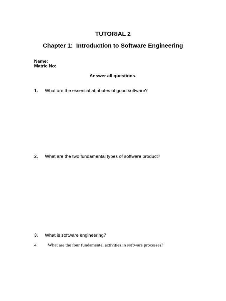 Tutorial 2 Introduction To SE | PDF
