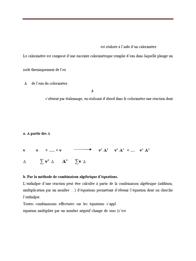 Chaleurs de Réaction : Méthodes et Calculs | PDF | Enthalpie ...