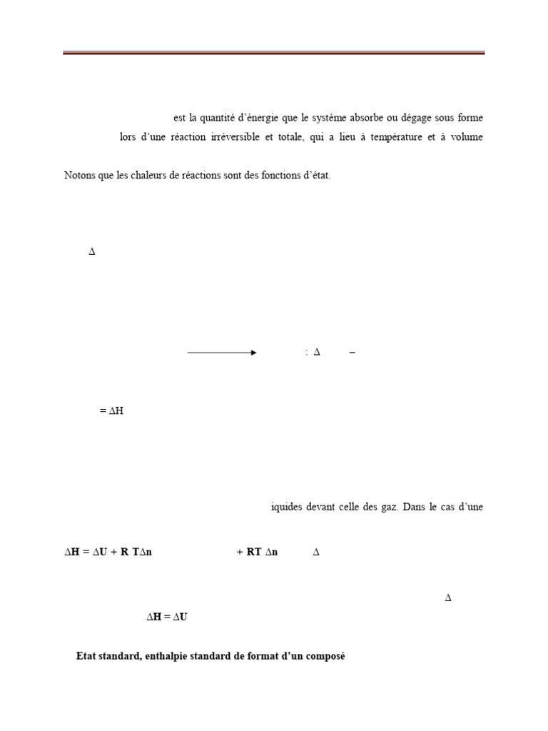 Chaleur de Réaction et Enthalpie Standard | PDF | Enthalpie | Réactions ...