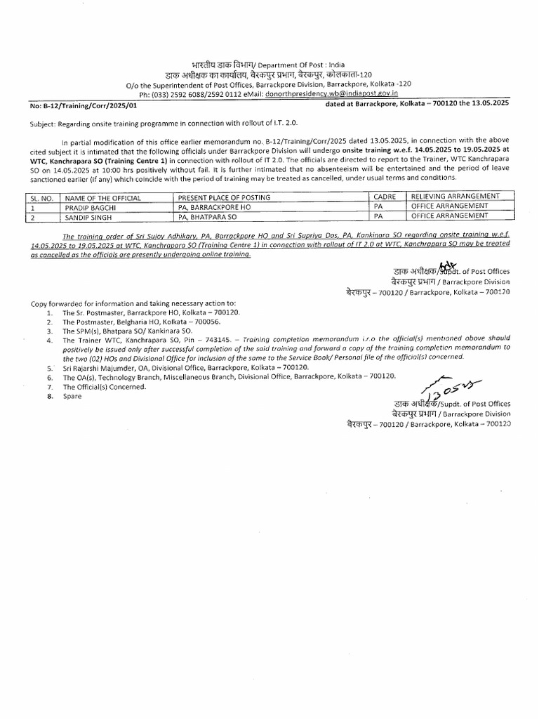 Training 2nd Order From 14.05.2025 To 19.05.2025 - 0001 | PDF
