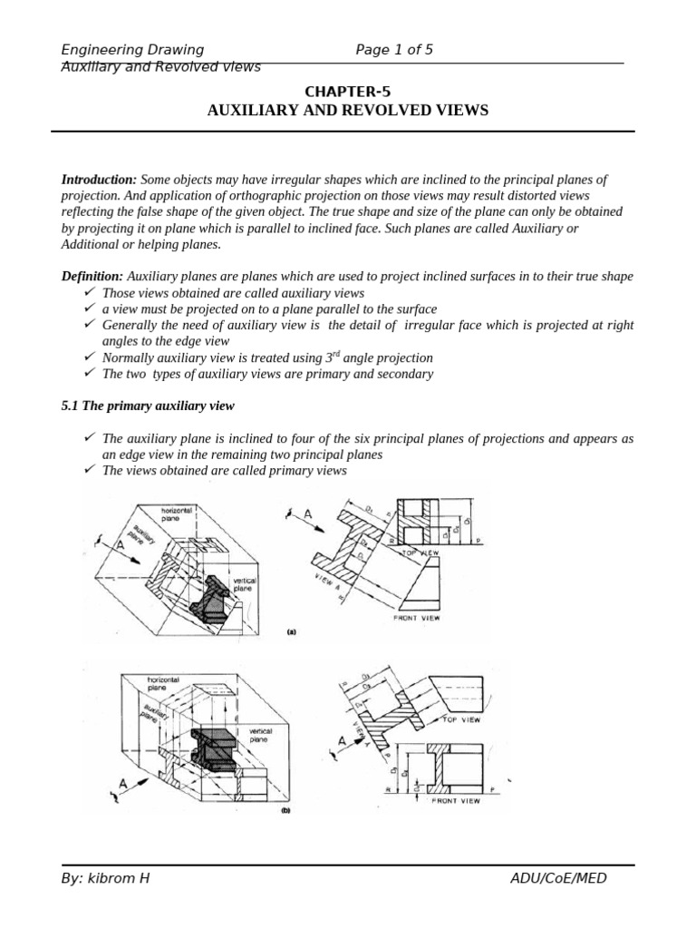 Auxiliary Views in Engineering Drawing | PDF | Geometry | Classical ...