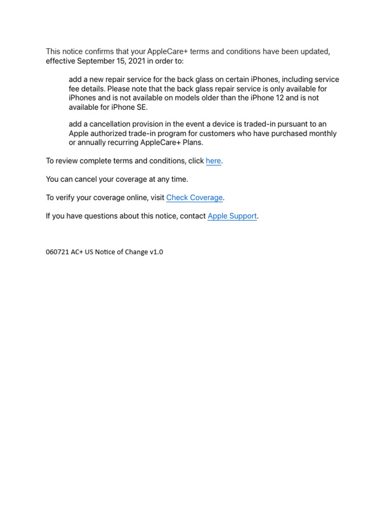 AC+ US Notice of Change v1.0 | PDF
