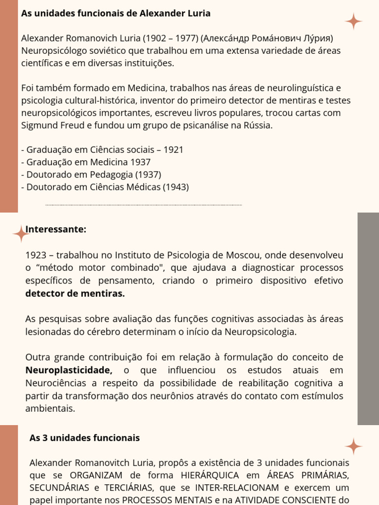 Unidades Funcionais de Luria | PDF | Córtex cerebral | Sistema nervoso ...