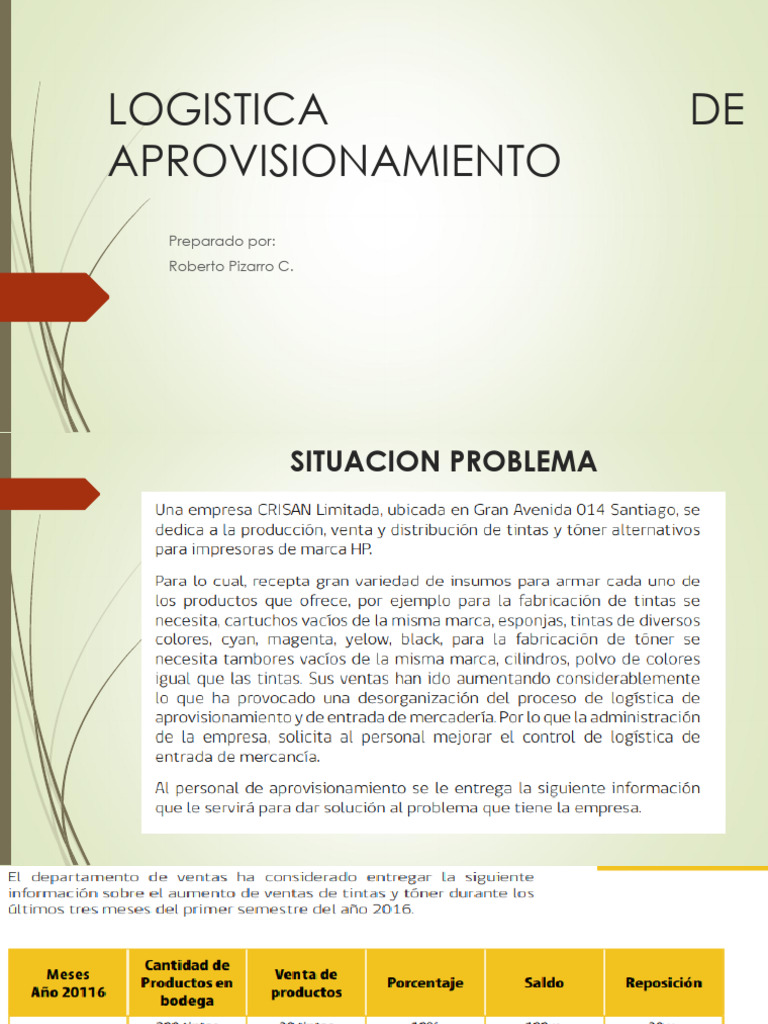Ejemplo de Logística de Aprovisionamiento | PDF | Obtención | Logística