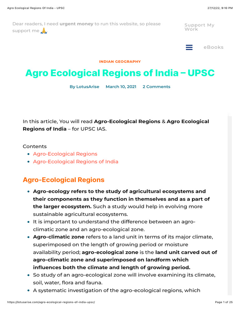 Agro-Ecological Regions of India for UPSC | PDF | Agriculture | Soil
