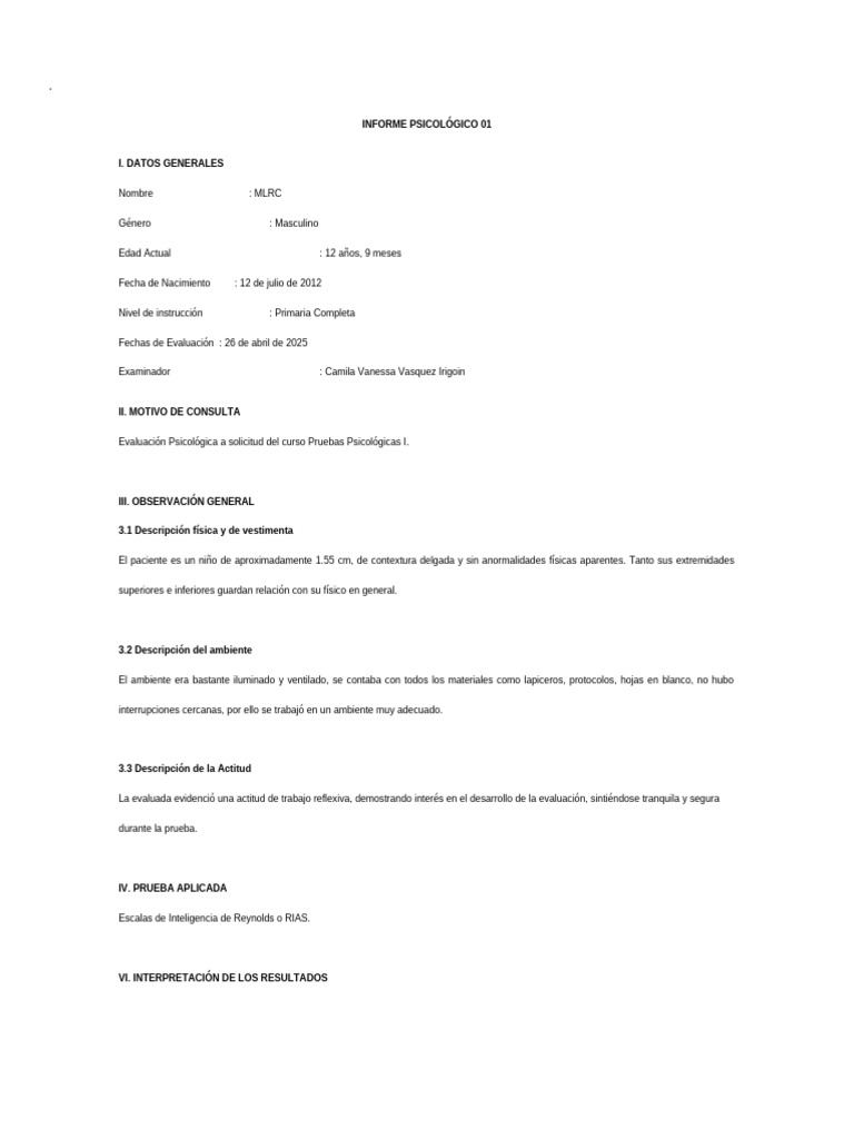 Evaluaciones Psicológicas de Niños y Adolescentes | PDF | Sicología ...