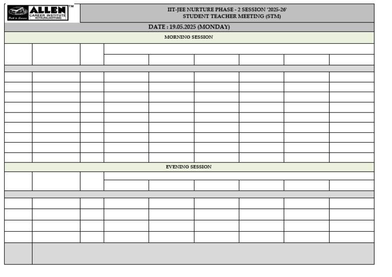 DATE: 19.05.2025 (MONDAY) : Iit-Jee Nurture Phase - 2 Session '2025-26 ...