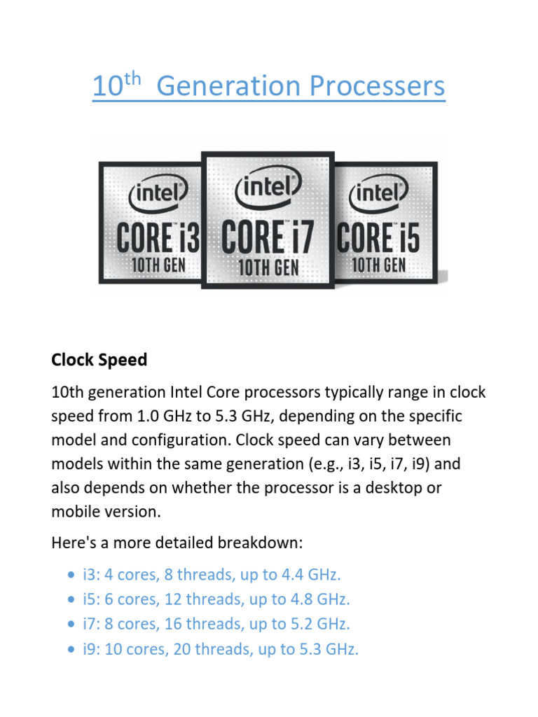 10th Gen Intel Processors Overview | PDF | Central Processing Unit ...