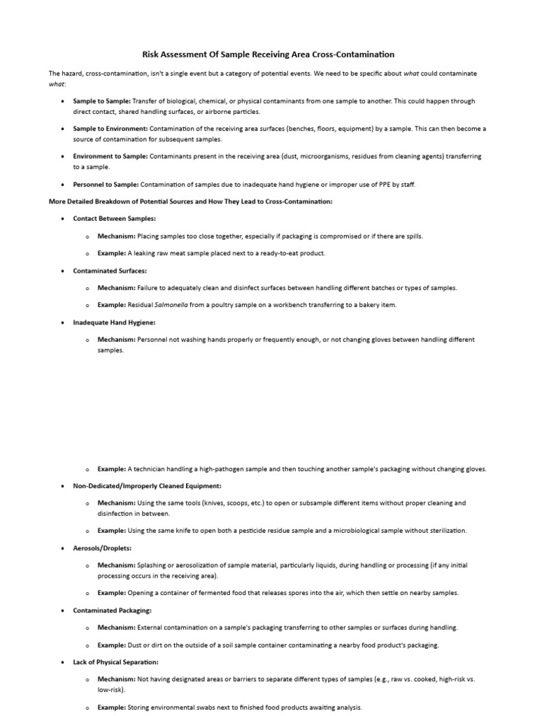 Cross-Contamination Risk Assessment | PDF | Risk | Laboratories