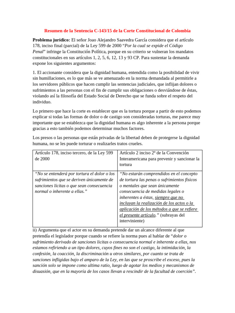 Resumen de La Sentencia | PDF | Tortura | Derecho penal