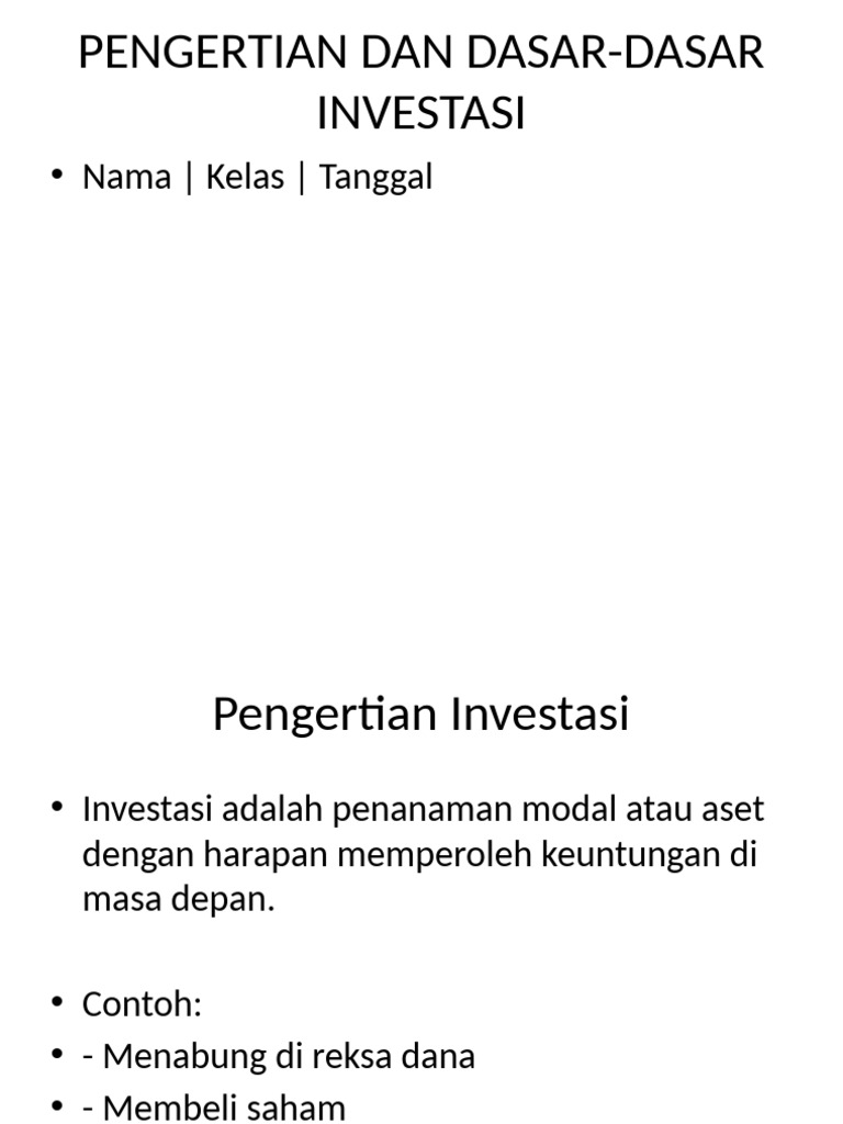 Dasar Dasar Investasi Pdf